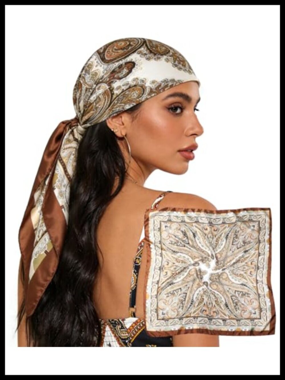 Large Square Satin Silk Feeling Hair Scarf Wrap Bandana 35"